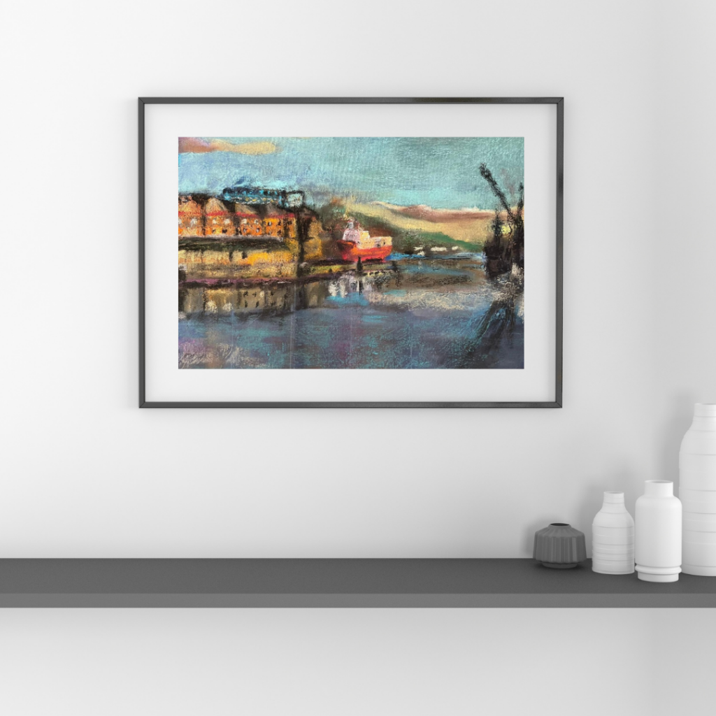 Cork-Marina, Painting, Charcoal, Irish-Artist